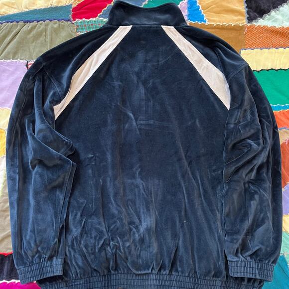 Y2K Ultra Soft Black w/ Cream Stripes Full Zip Track Jacket Large - Picture 2 of 5